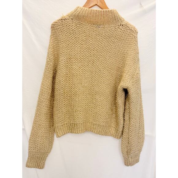 Beulah‎ Style Knitted Metallic Champagne Sweater One Size Fall Cozy Lounge - Picture 2 of 5